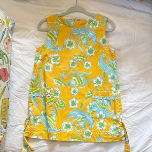 Lilly Pulitzer Yellow Floral Beach Print Sleeveless Dress